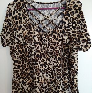 Cheetah Print Criss Cross Shirt